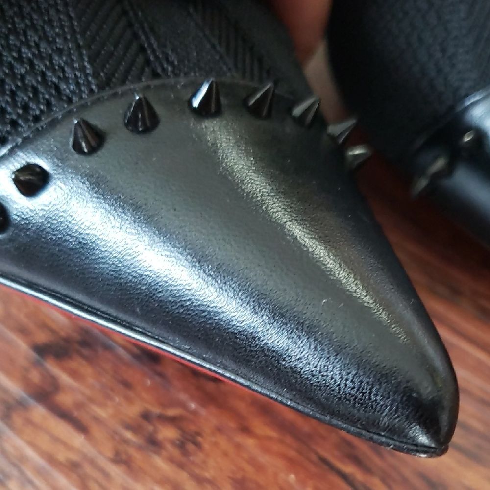 Christian Louboutin Black Studded Mesh Knee High Boots Size 38.5 - Picture 5 of 9